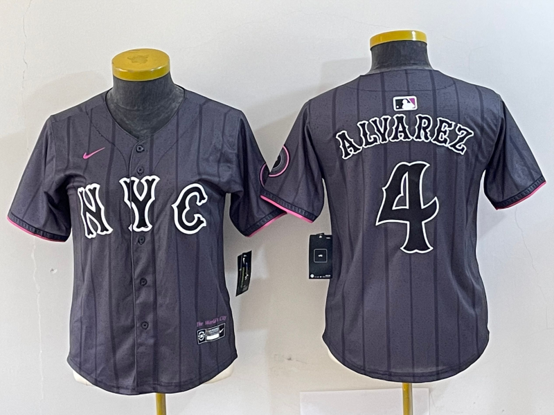 Women's New York Mets #4 Francisco Alvarez Graphite 2024 City Connect Limited Stitched Baseball Jersey(Run Small)
